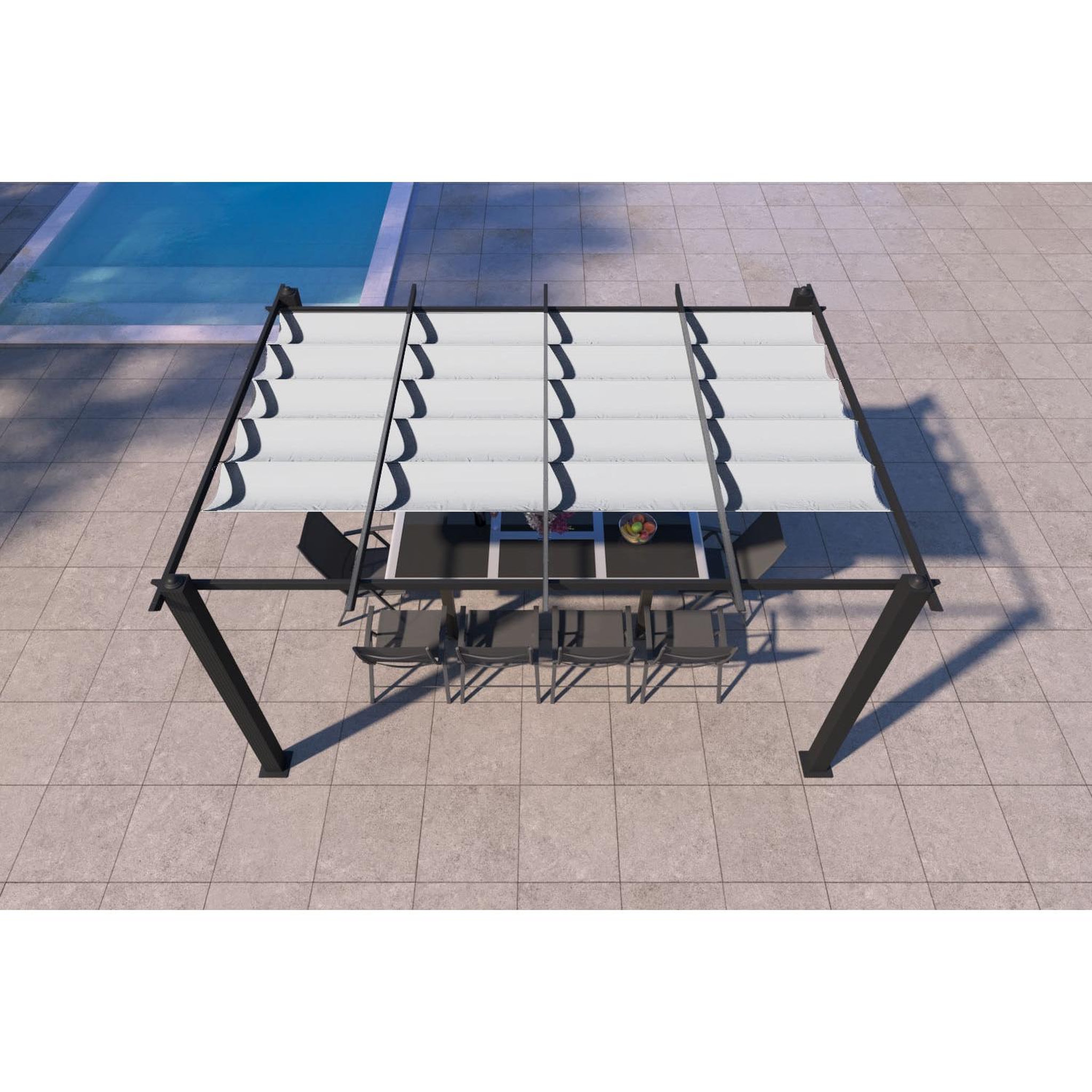 Voir la diapositive 5 : CONCEPT USINE Pergola auto-portée 3 x 4 m avec toile rétractable beige nila