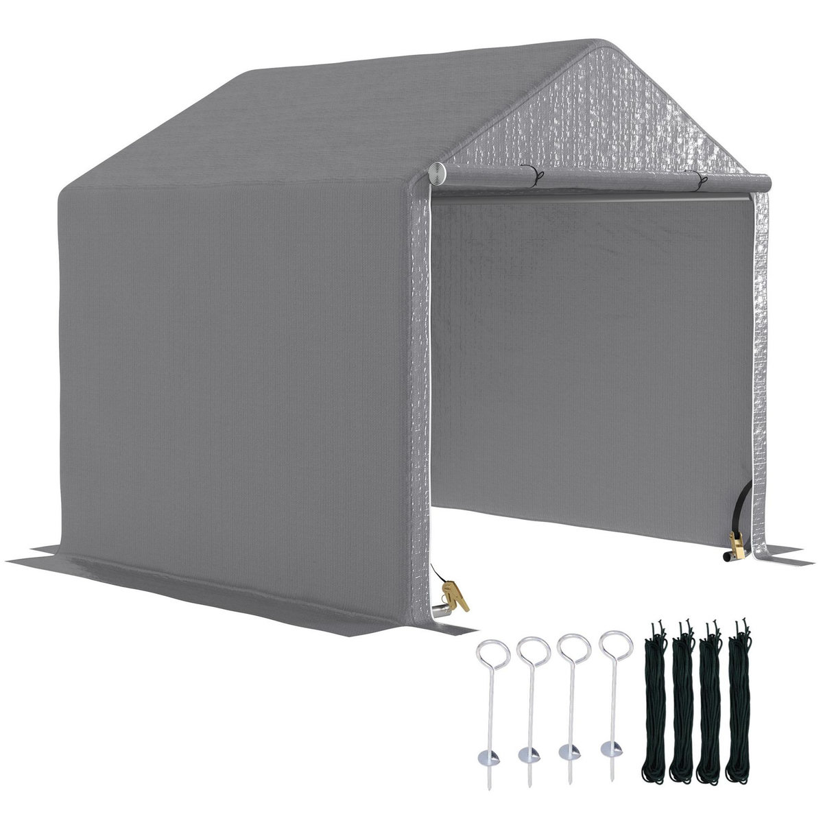 OUTSUNNY Abri de jardin rangement extérieur en PE résistant aux UV gris dim. 2L x 2l x 2H m