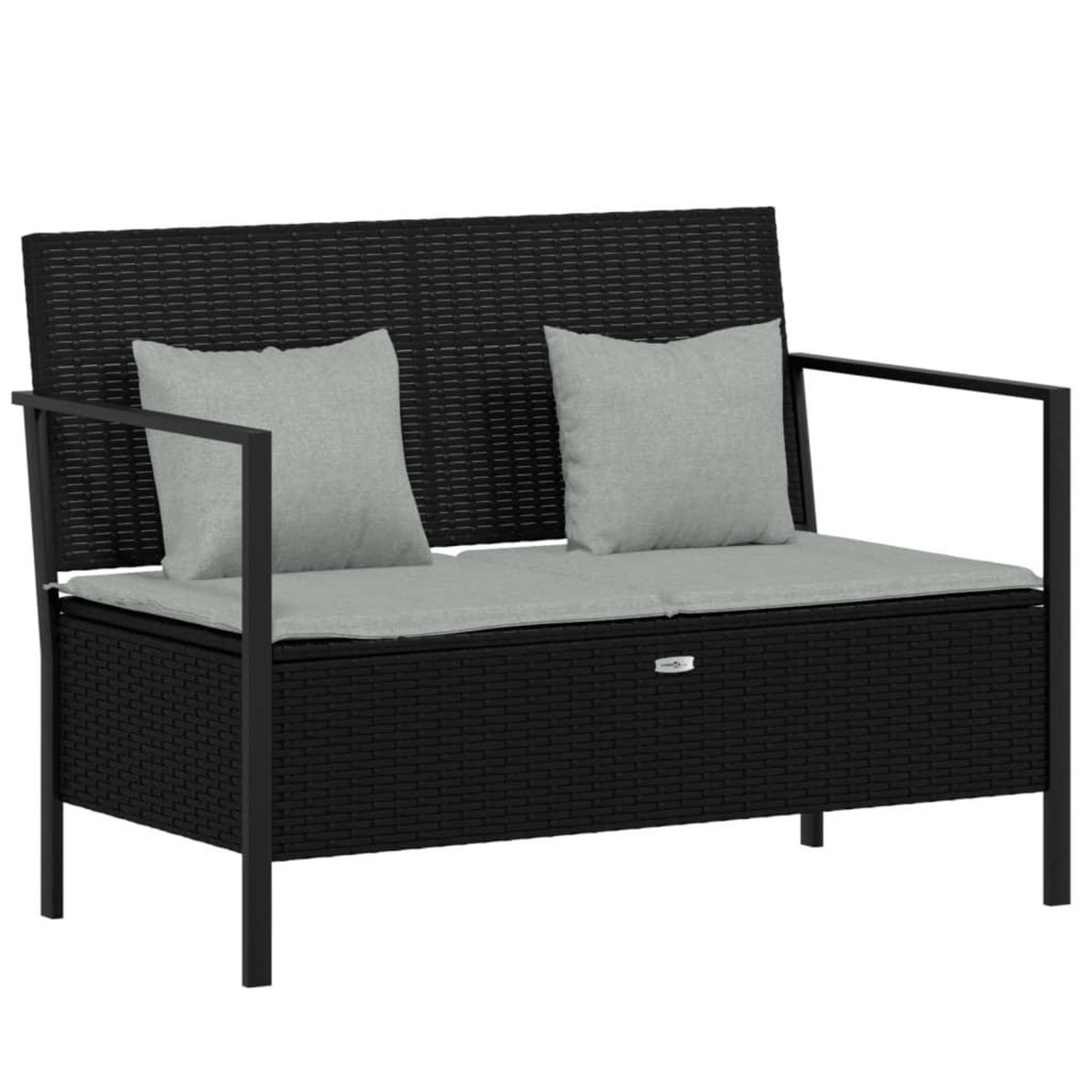 VIDAXL Banc de Jardin a 2 Places avec Coussins Noir Resine Tressee