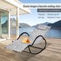 Voir la diapositive 3 : OUTSUNNY Chaise longue à bascule rocking chair design contemporain dim. 160L x 61l x 79H cm métal textilène gris chiné