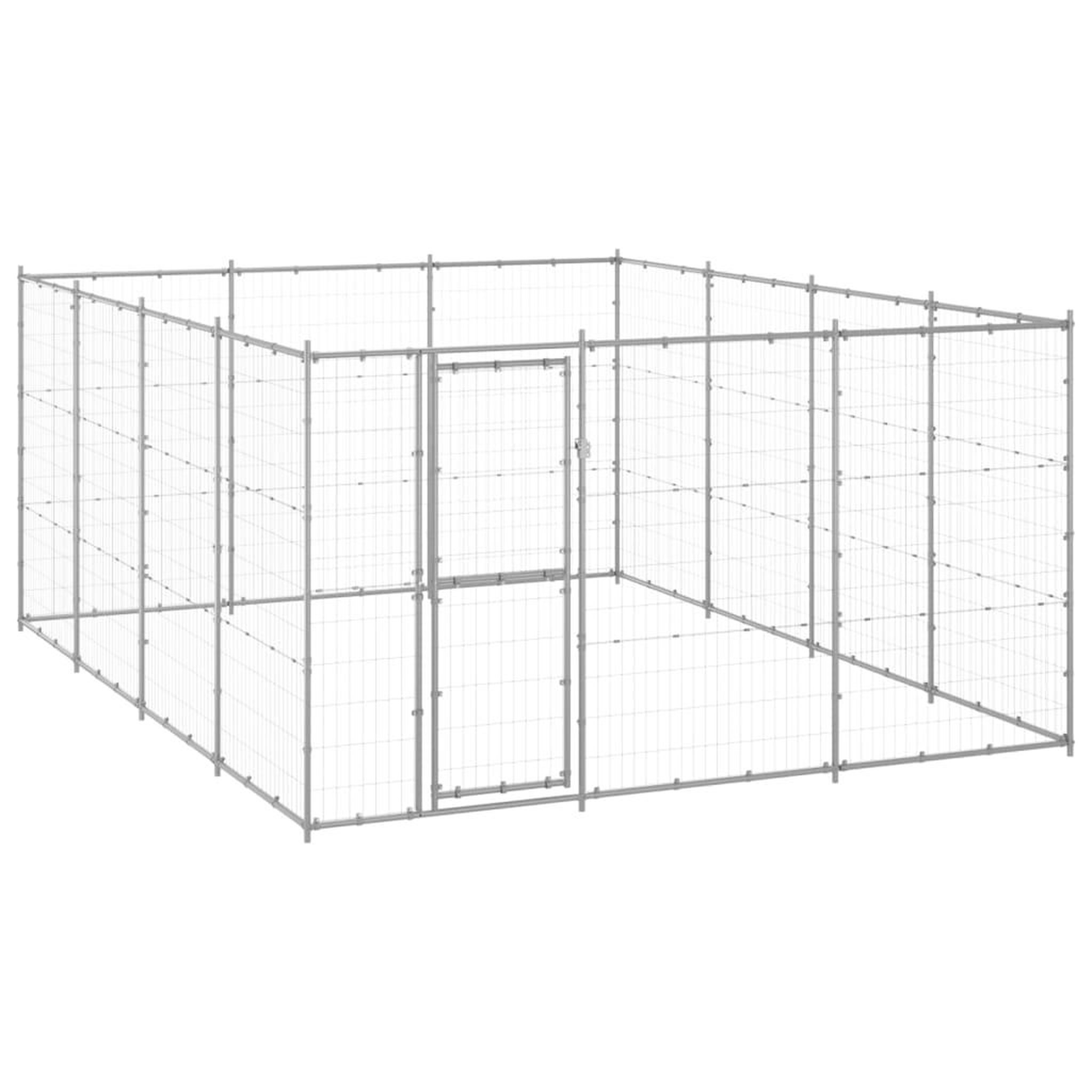 VIDAXL Chenil exterieur Acier galvanise 14,52 m²