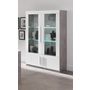 Voir la diapositive 1 : Vitrine 2 portes LED inclus laqué blanc brilant décor bêton marbré TORINO