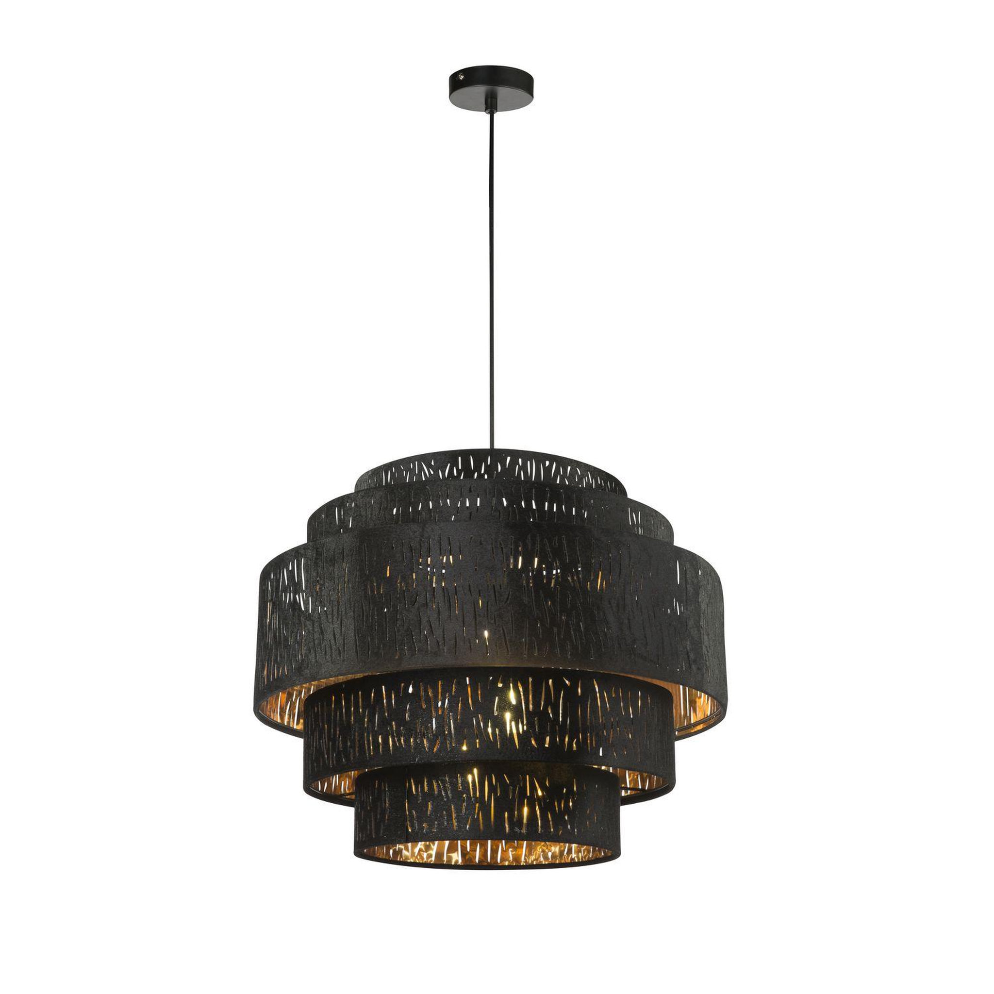 GLOBO Lampe à suspension en velours design tuxon - diam. 50 x h. 140 cm - noir