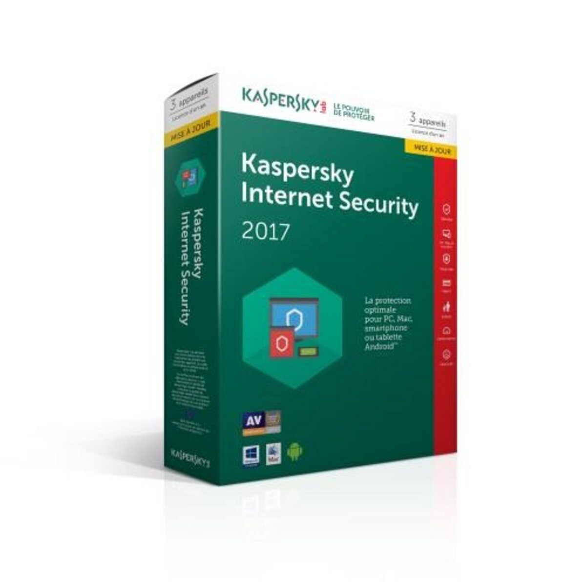 Kaspersky Internet Security antivirus 2017 3 Postes/An