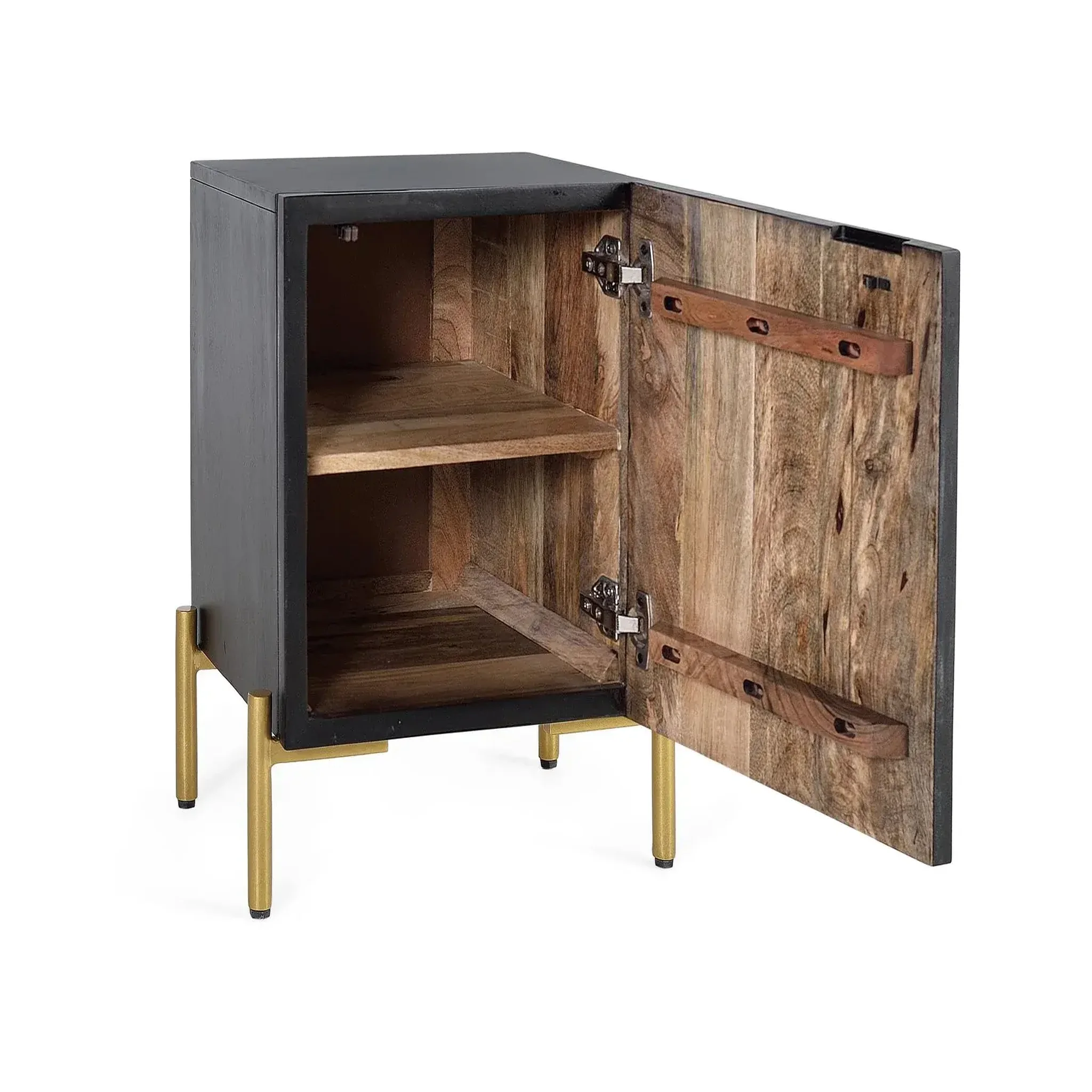 Voir la diapositive 4 : GINER Y COLOMER SL Table de chevet en bois de manguier 43 cm style rustique ethnique