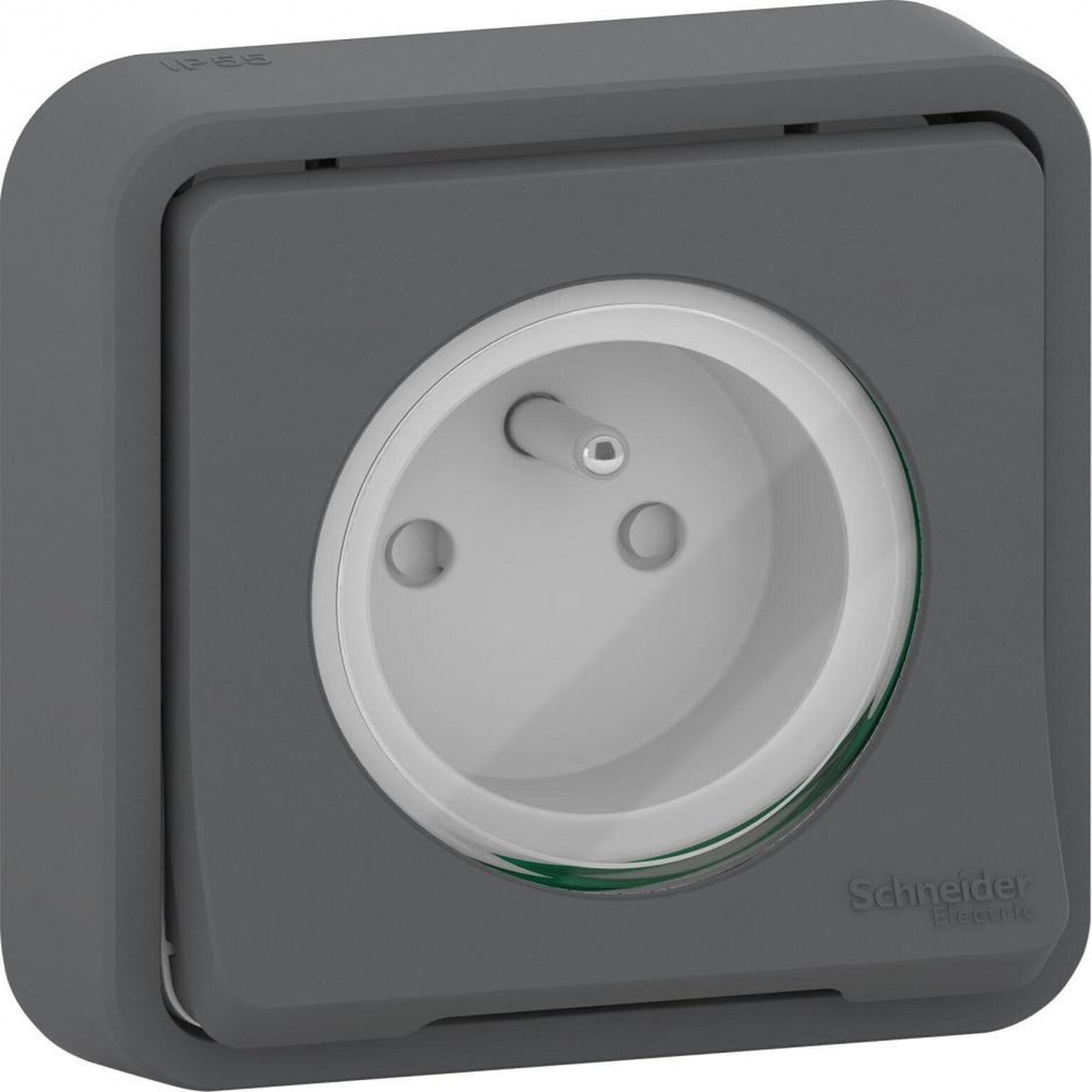 Schneider Electric Prise avec terre étanche encastrée complet Mureva Styl, SCHNEIDER ELECTRIC, anthracite
