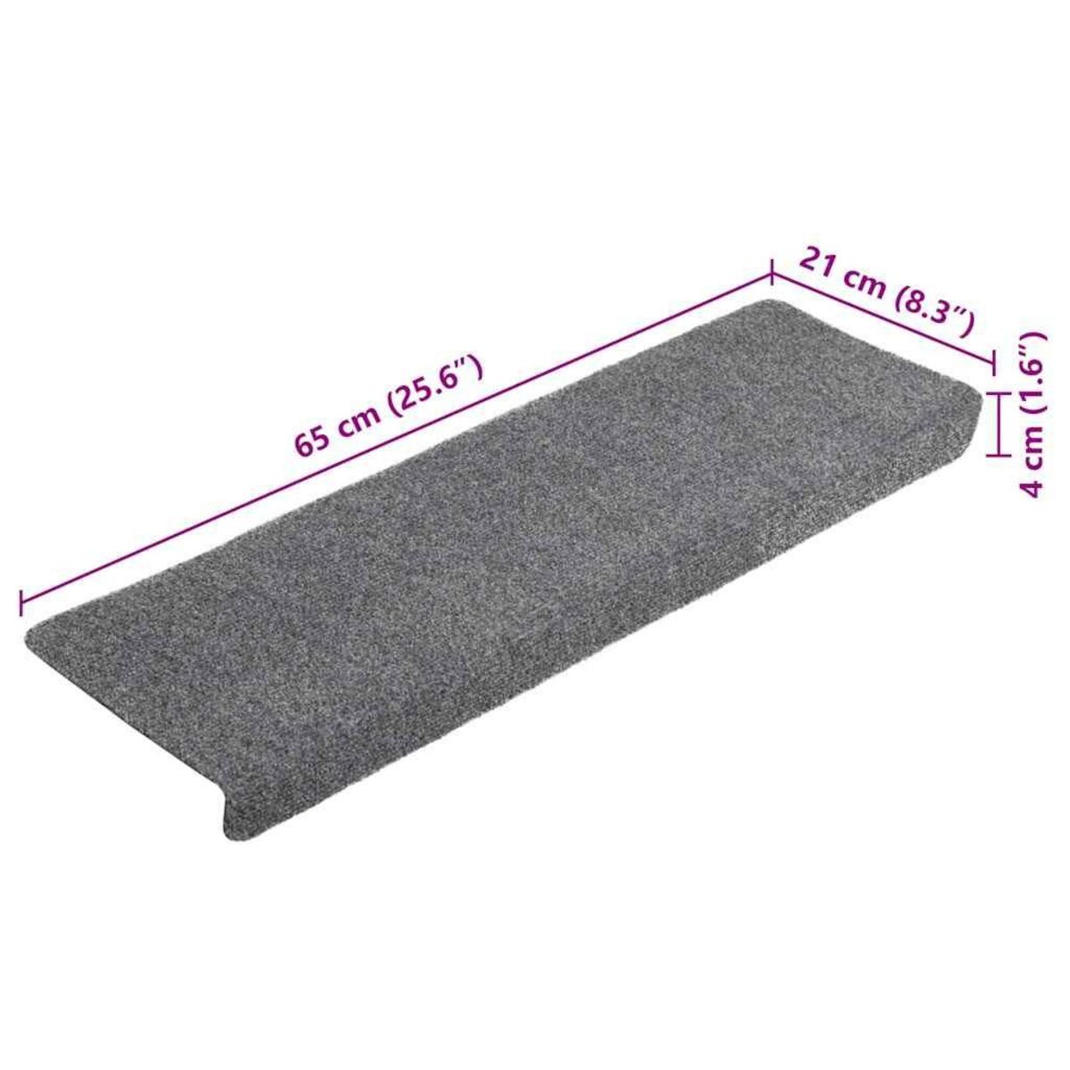 VIDAXL Tapis d'escalier autocollant 20 pcs gris clair 65x21x4 cm