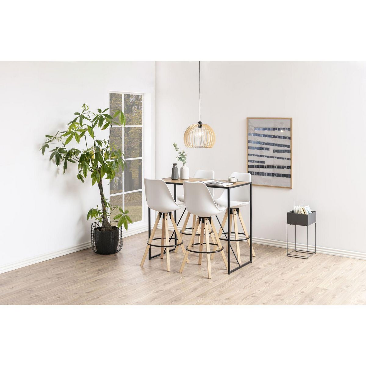 TOILINUX Table de bar haute Sireine en MDF et métal