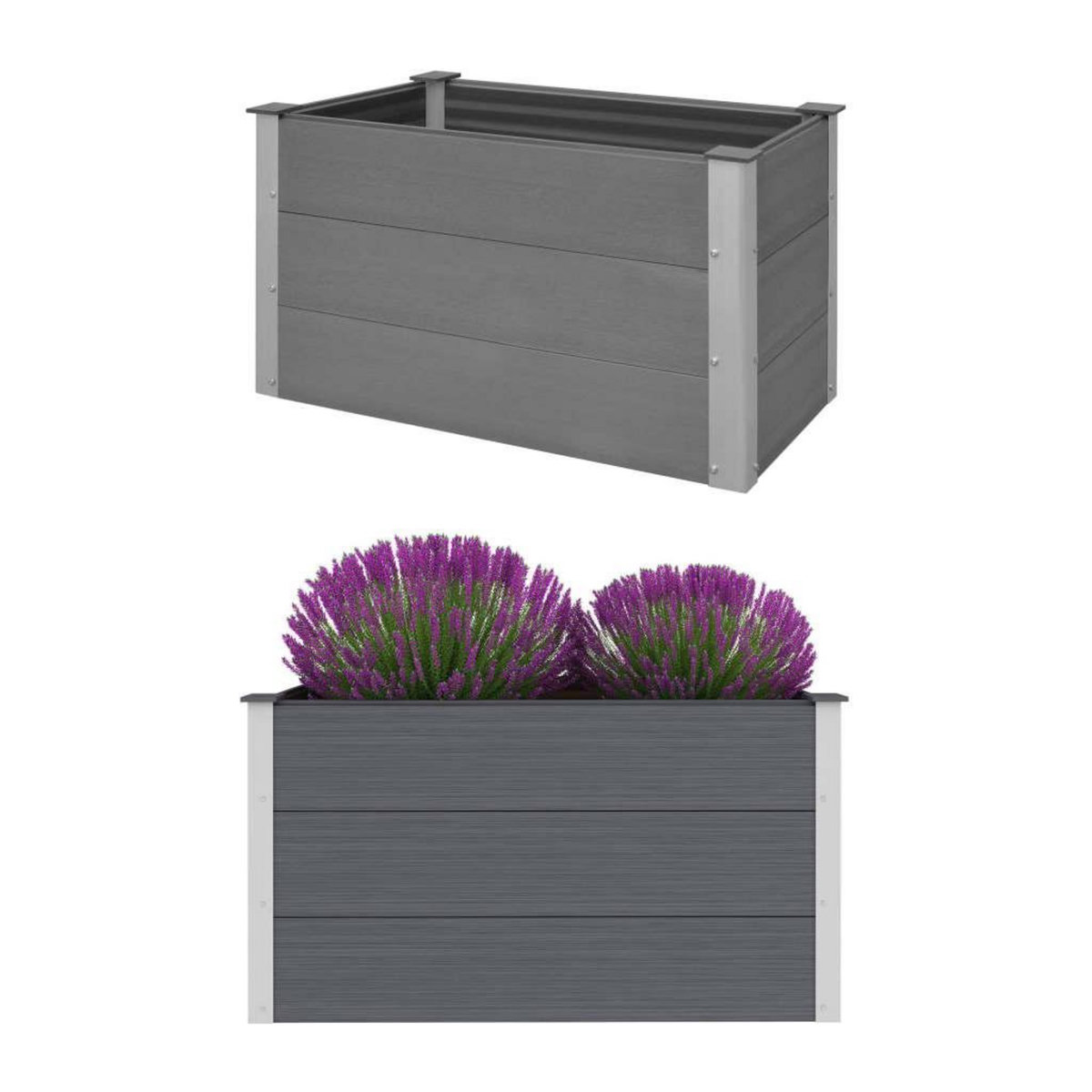 VIDAXL Lit sureleve de jardin WPC 100 x 50 x 54 cm Gris