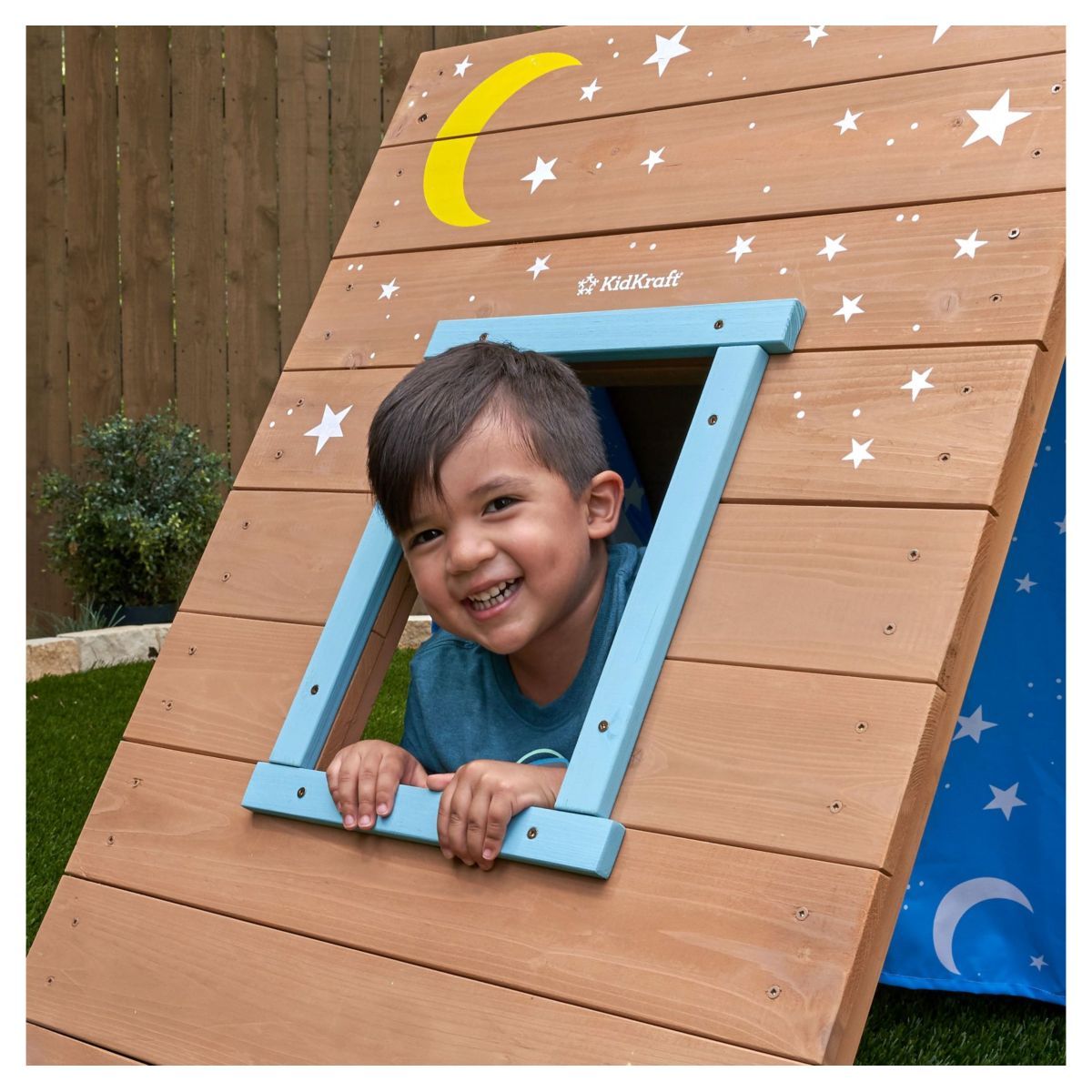 Kidkraft Cabane tipi de jardin bébé - Bois avec mur d'escalade - H91cm - TIPI 