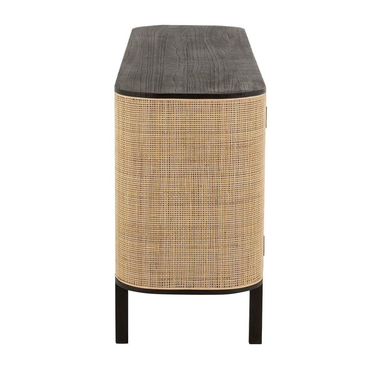 Paris Prix Buffet 3 Portes en Rotin  Molly  180cm Noir & Beige