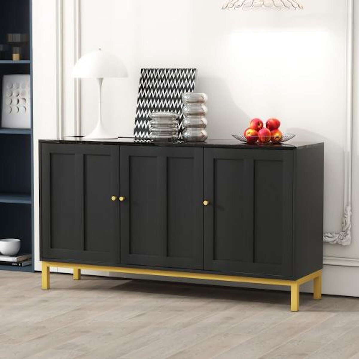 MERAX Buffet 3 porte(s) 0 tiroir(s) - 140 cm noir mdf