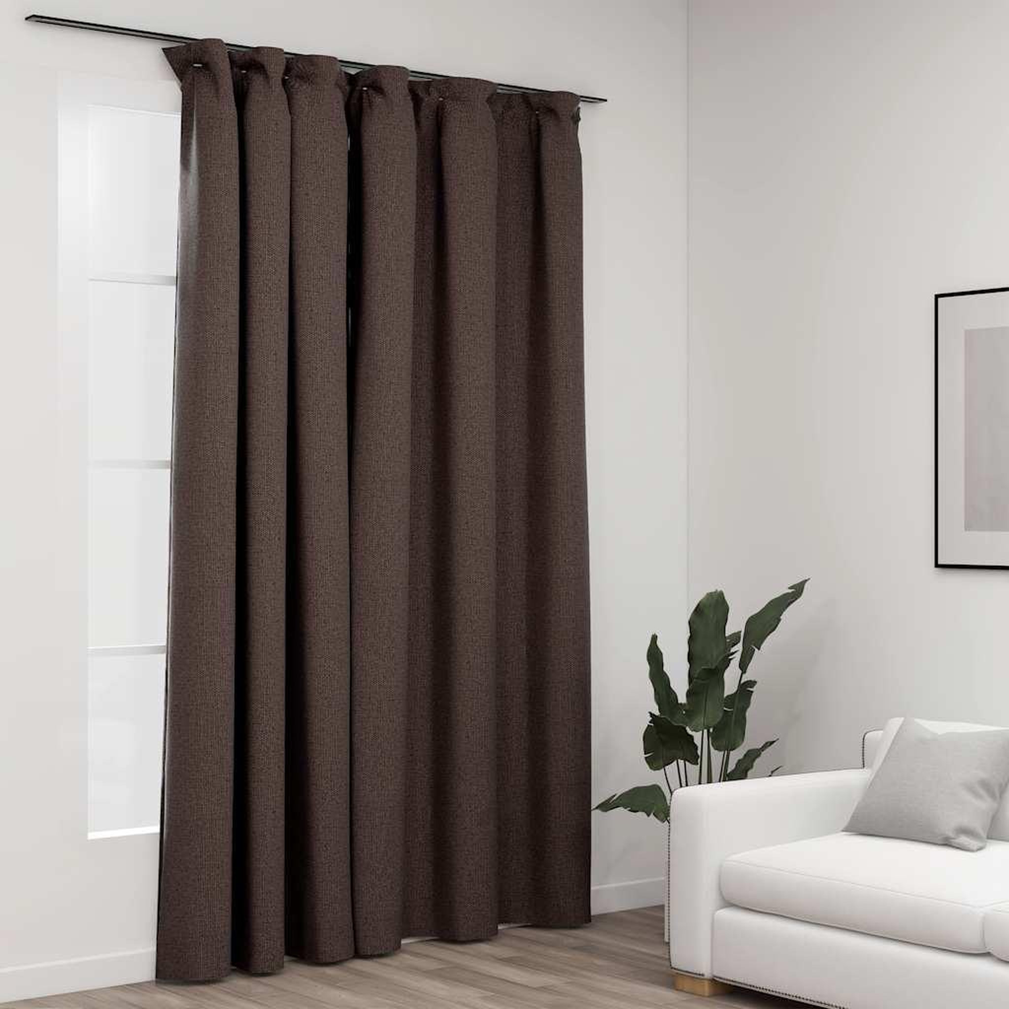VIDAXL Rideau occultant d'aspect de lin avec crochets Taupe 290x245 cm
