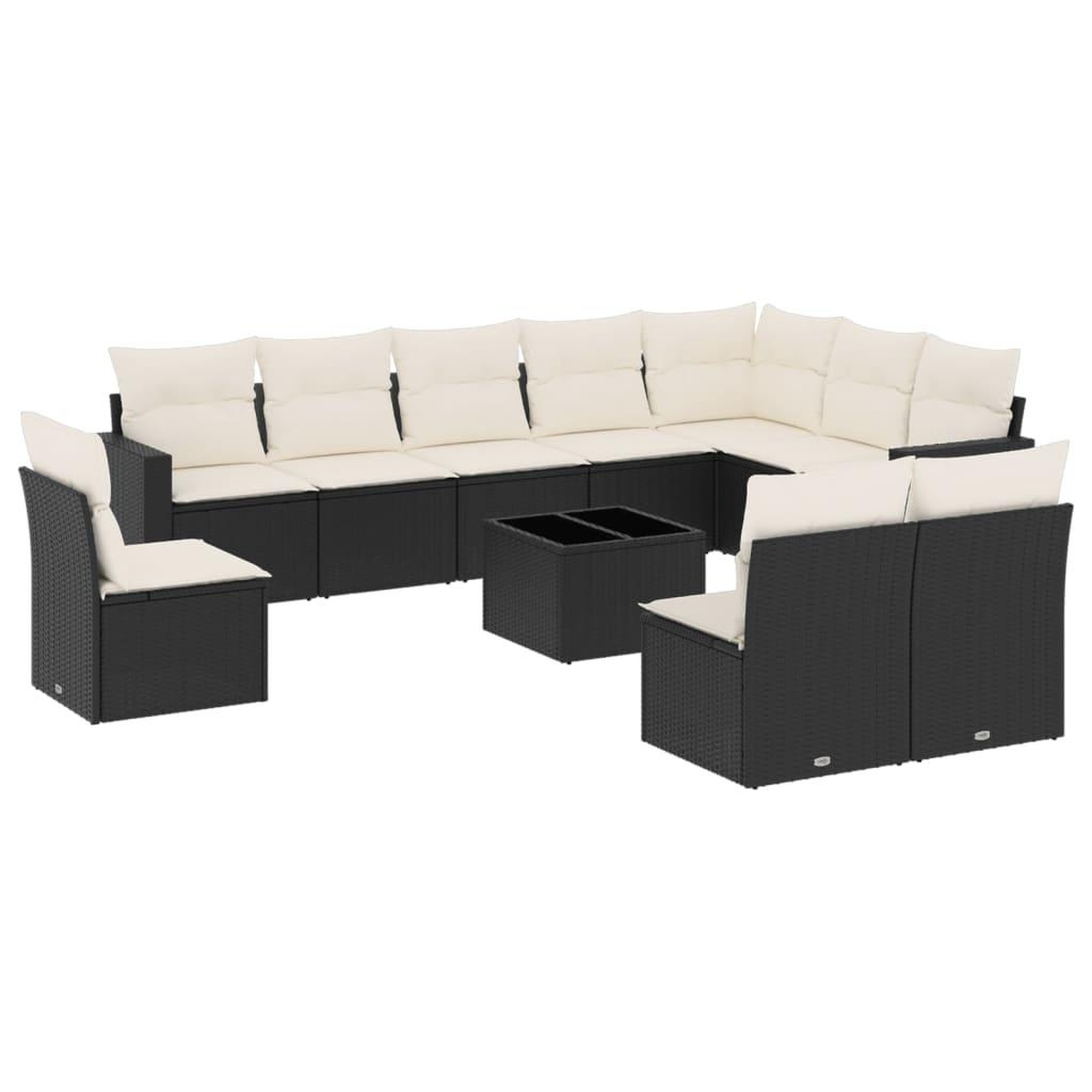 Voir la diapositive 2 : VIDAXL Salon de jardin 11 pcs avec coussins noir resine tressee