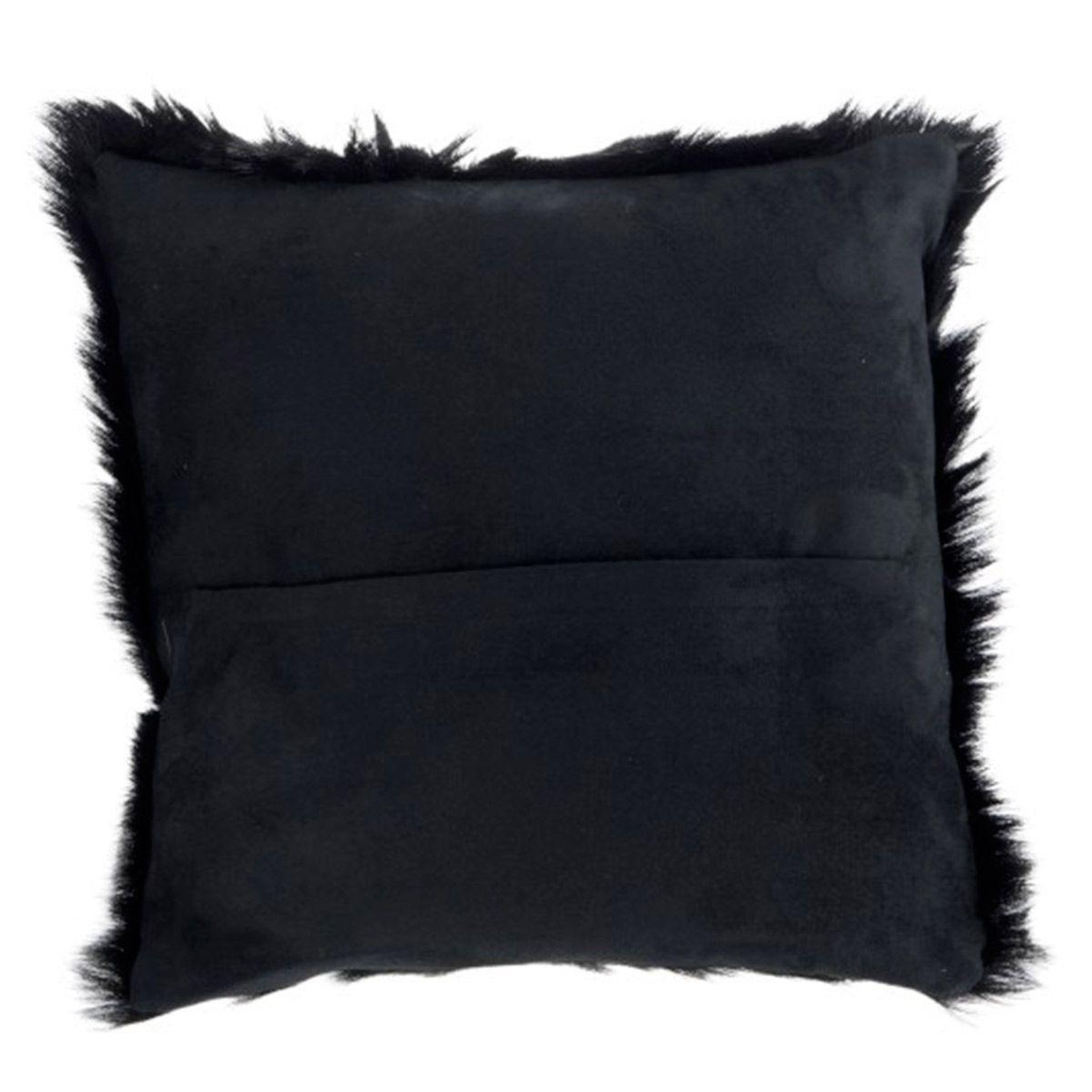 Voir la diapositive 2 : J-LINE Coussin Déco  Peau de Chèvre  40x40cm Noir