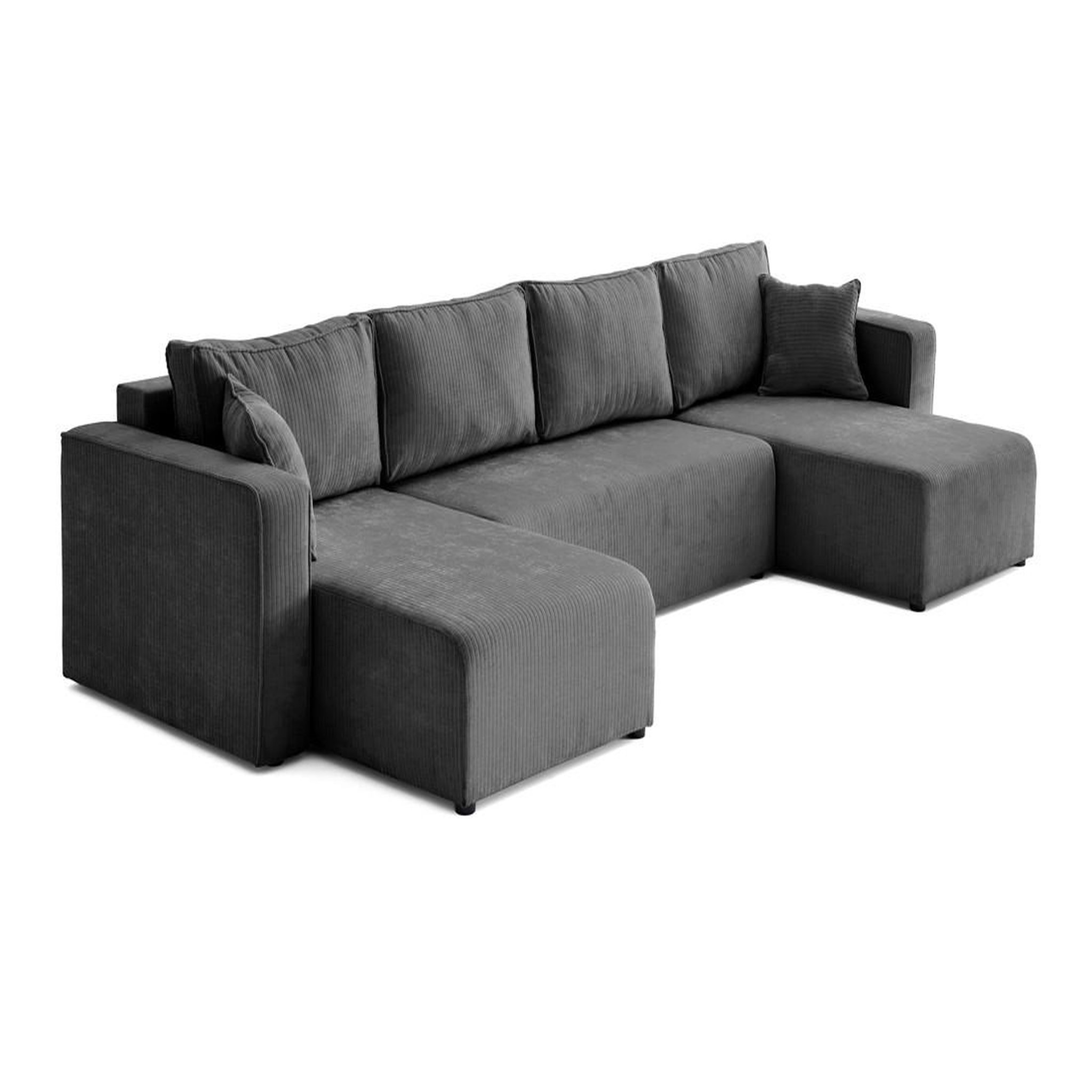 Voir la diapositive 5 : BEST MOBILIER Topaze - canapé panoramique en u - 7 places - convertible avec coffre - en velours côtelé plat