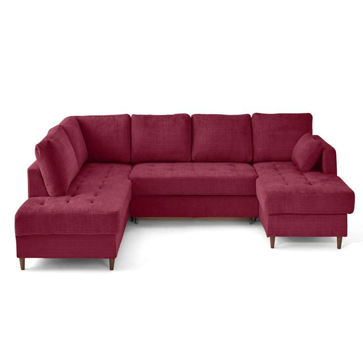 LISA DESIGN Anna - canapé panoramique d'angle gauche 7 places convertible avec coffre en velours texturé