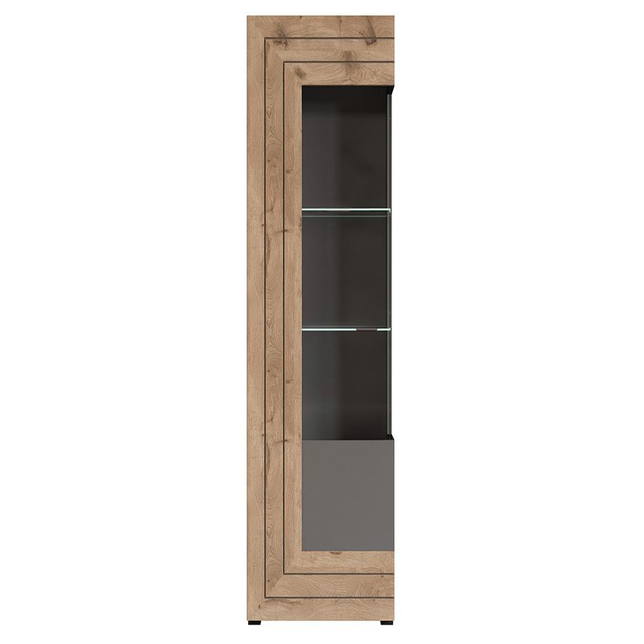 Voir la diapositive 3 : BEST MOBILIER Wexford - vitrine - gris et effet bois - 60x194 cm