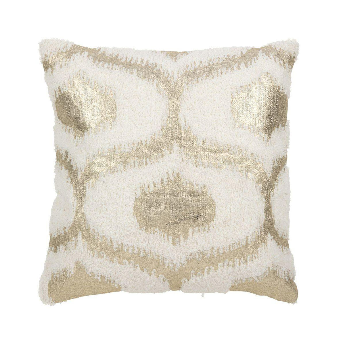 Paris Prix Coussin Déco  Feuille  45x45cm Blanc & Or