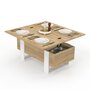 Voir la diapositive 1 : ID MARKET Table basse plateau relevable rectangulaire convertible en table à manger PHOENIX 97,5 cm bois et blanc