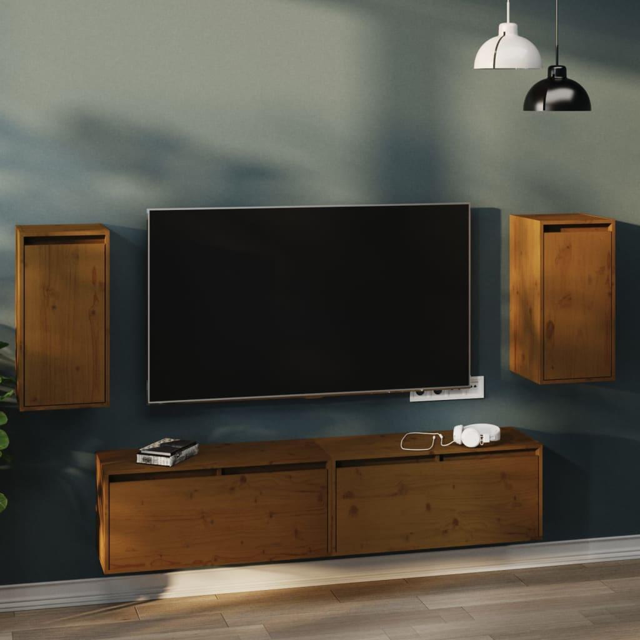 Voir la diapositive 1 : VIDAXL Armoires murales 2pcs Marron miel 30x30x60cm Bois de pin massif