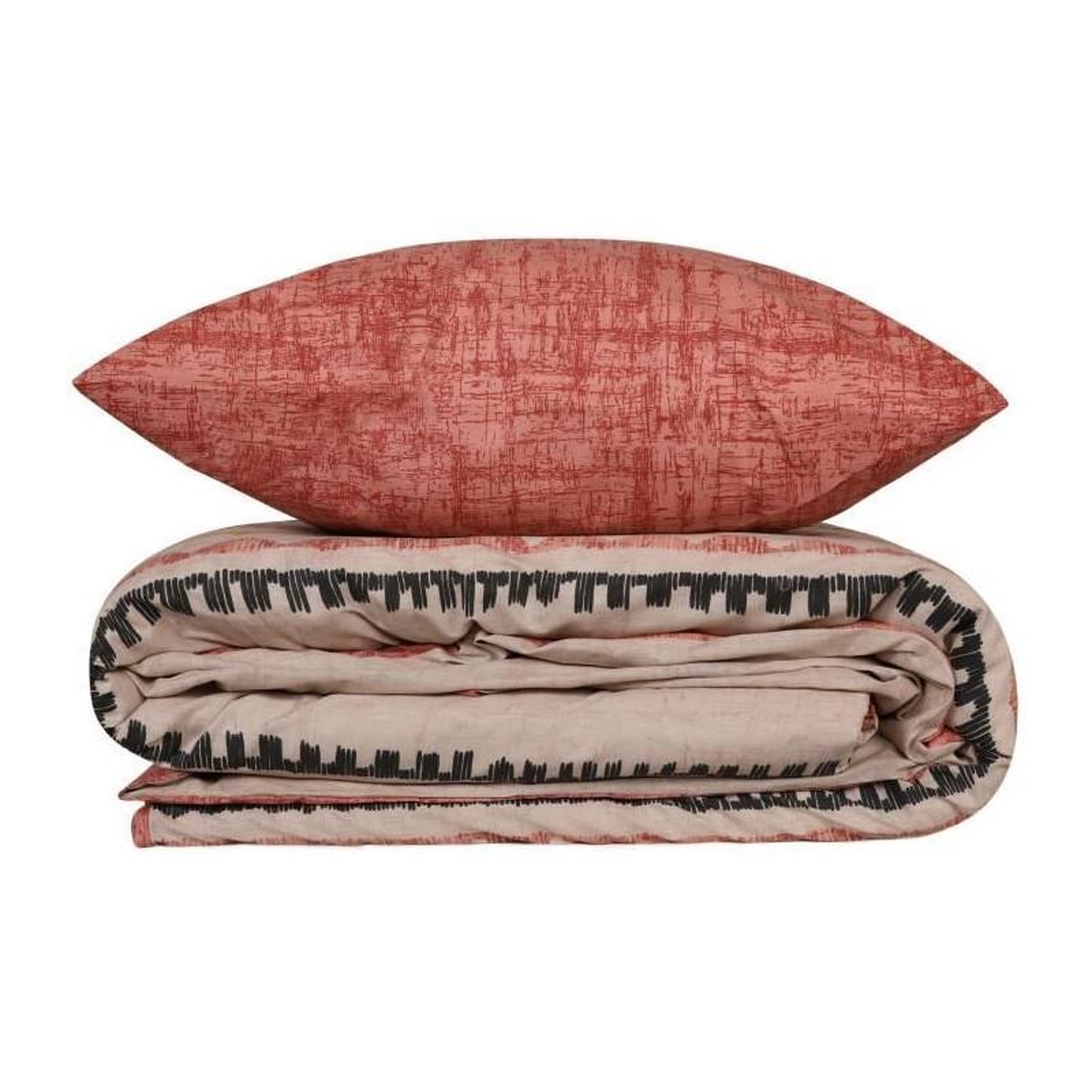 Voir la diapositive 5 : GENERIQUE Parure de lit - 129CTN62802 - 1 housse de couette 220 x 240 cm + 2 taies d'oreiller 60 x 60 cm - 100% coton ranforcé - Rouge