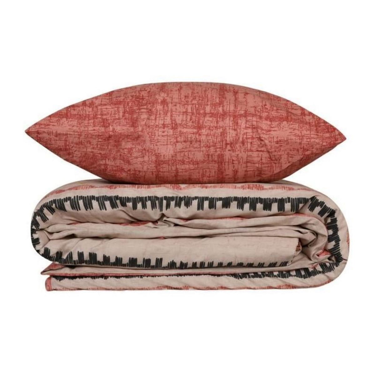 GENERIQUE Parure de lit - 129CTN62802 - 1 housse de couette 220 x 240 cm + 2 taies d'oreiller 60 x 60 cm - 100% coton ranforcé - Rouge