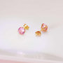 Voir la diapositive 3 : L'ATELIER D'AZUR Boucles d'Oreilles Or 18 Carats 750 Jaune - Zirconiums Roses