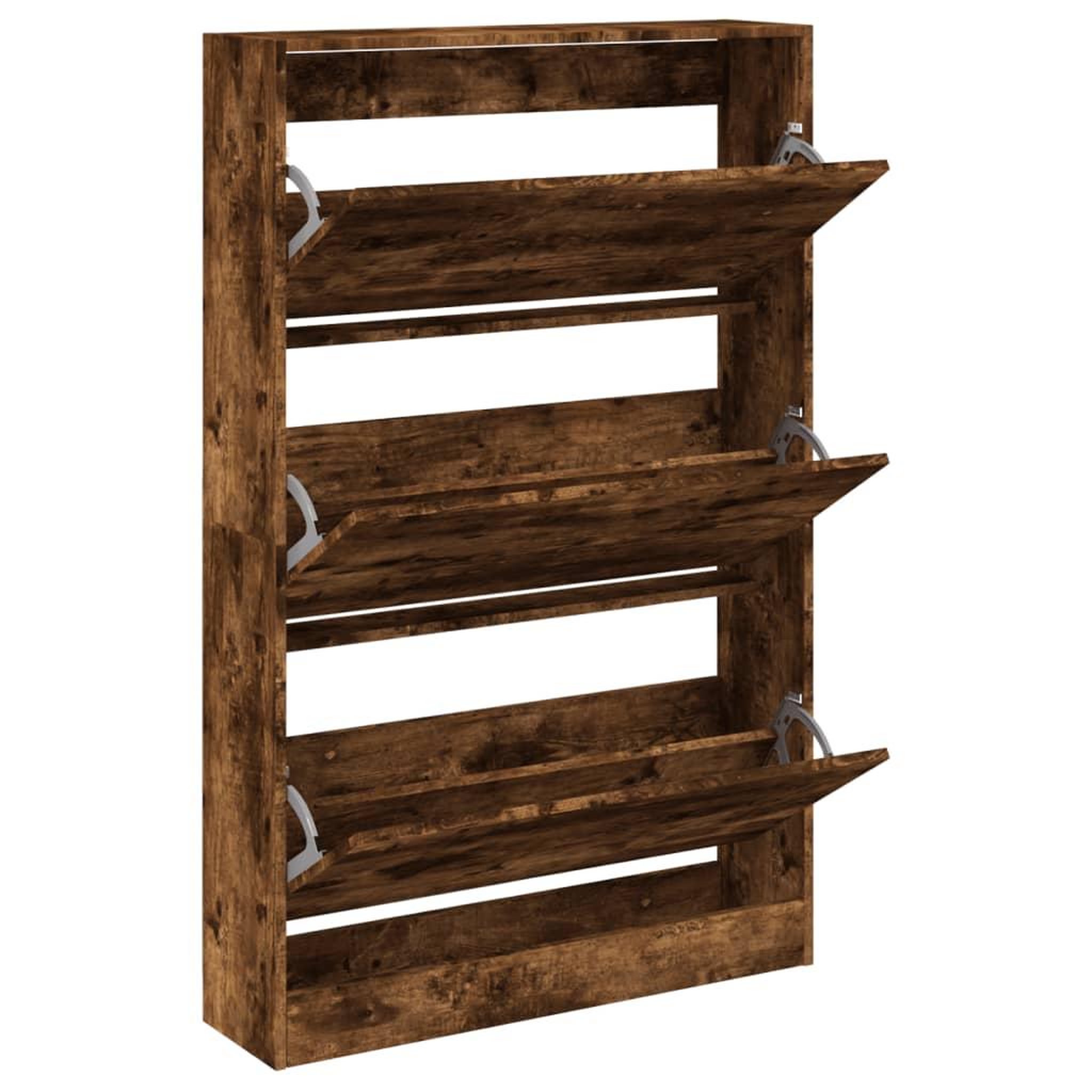 Voir la diapositive 2 : VIDAXL Armoire a chaussures chene fume 80x21x125,5 cm bois ingenierie