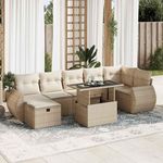 VIDAXL Salon de jardin avec coussins 8 pcs beige resine tressee