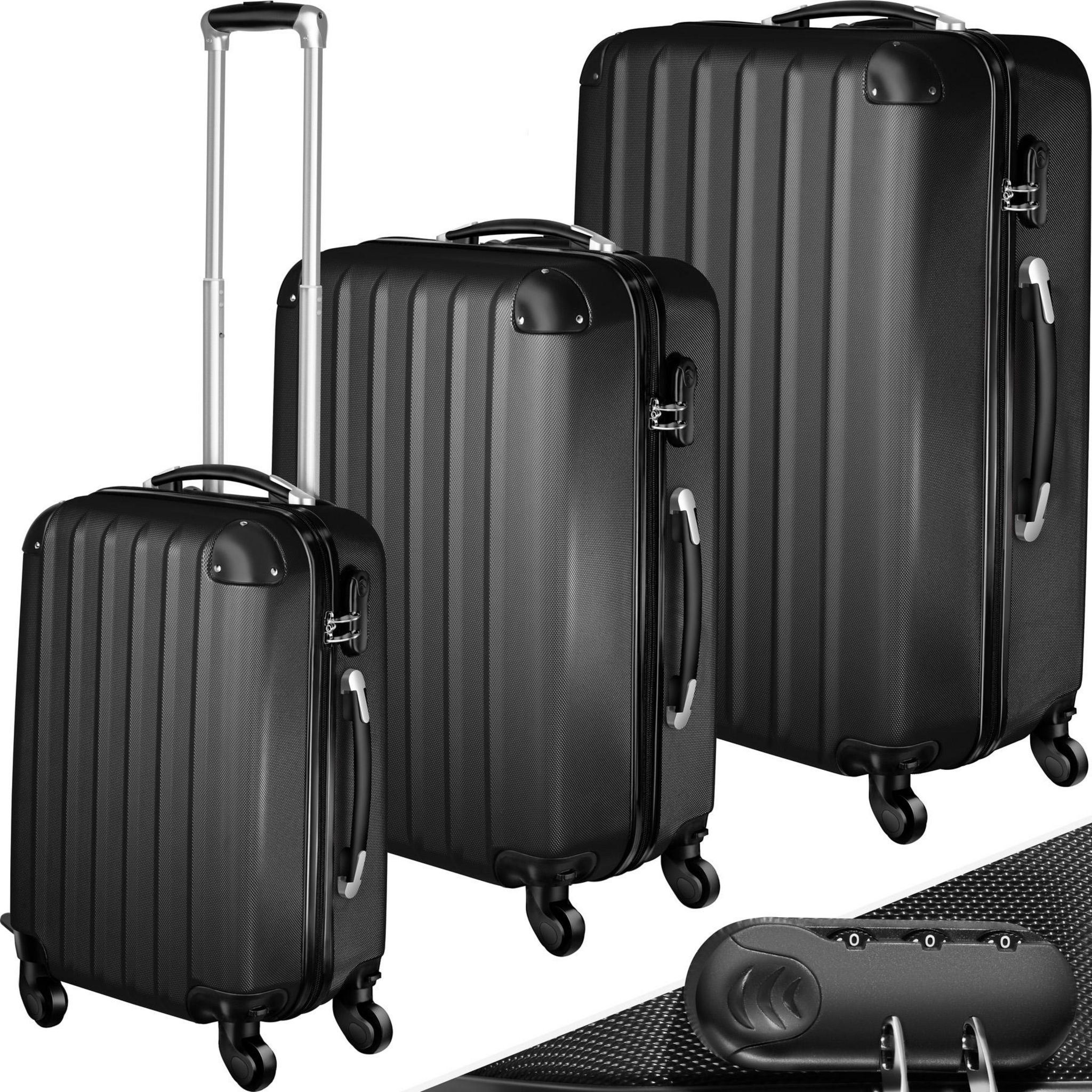 tectake Set de 3 Valises Trolley Rigides - ABS