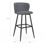 Voir la diapositive 5 : ID MARKET Lot de 4 tabourets de bar OMBLINE assise en tissu gris foncé et pieds en métal noir