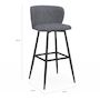 Voir la diapositive 5 : ID MARKET Lot de 4 tabourets de bar OMBLINE assise en tissu gris foncé et pieds en métal noir