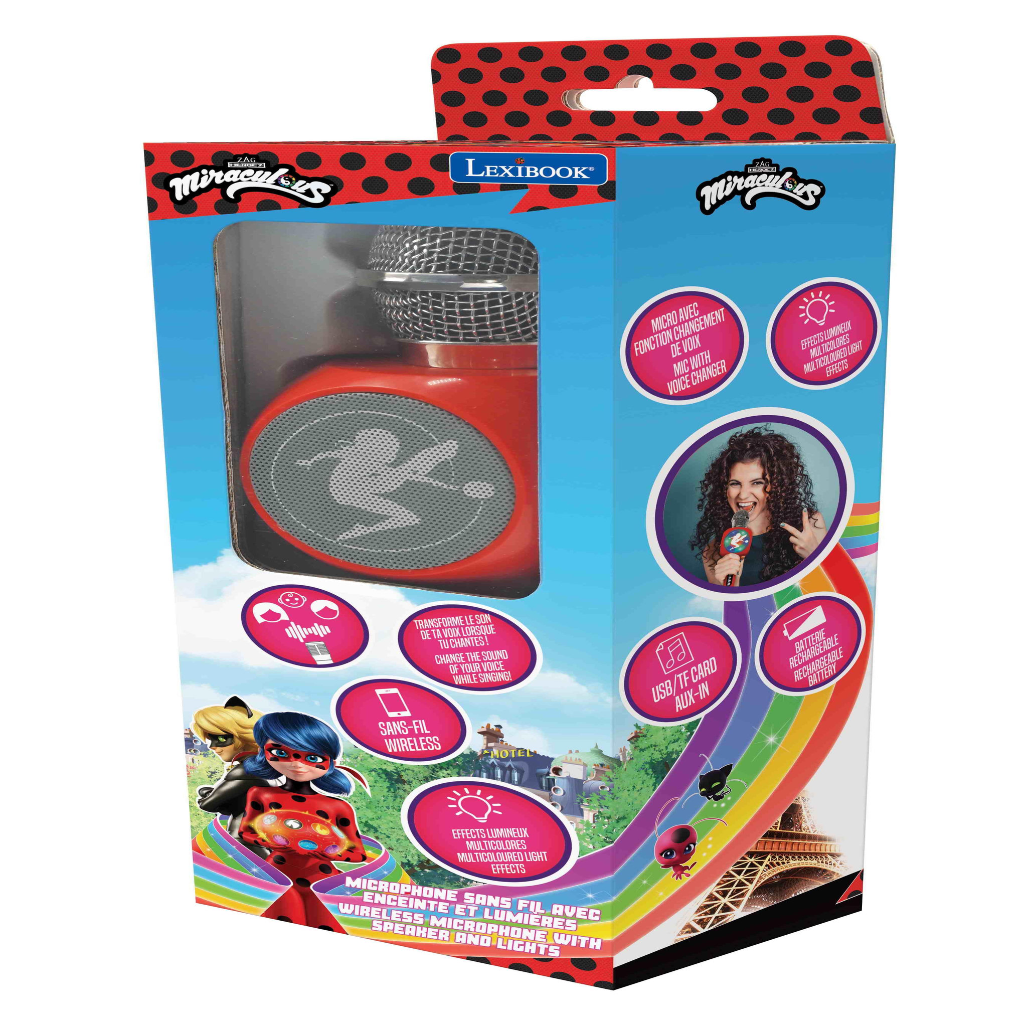 Voir la diapositive 4 : Lexibook Micro Karaoké Sans Fil Miraculous Enceinte Bluetooth