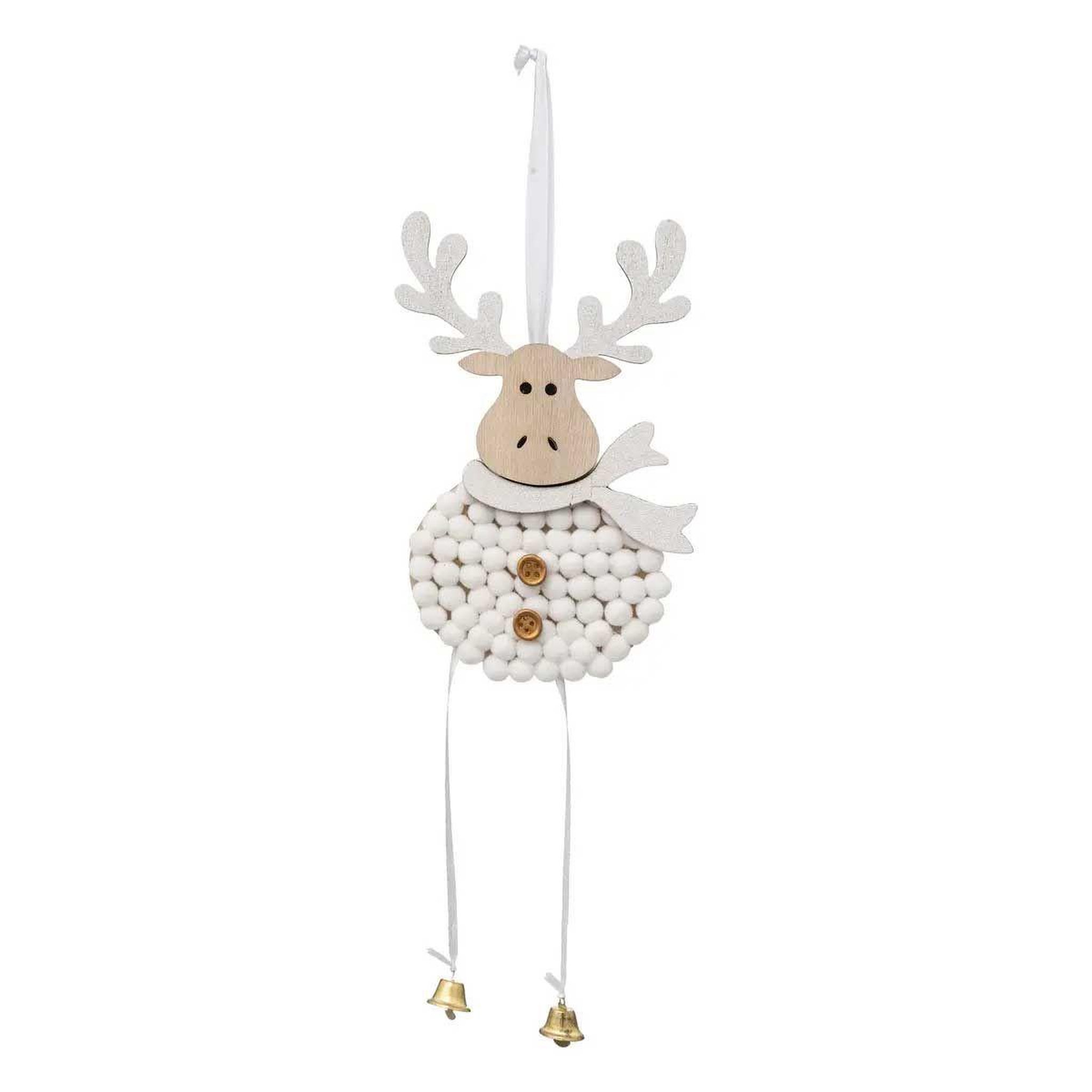 ATMOSPHERA Sujet de noël en bois  renne  30cm blanc