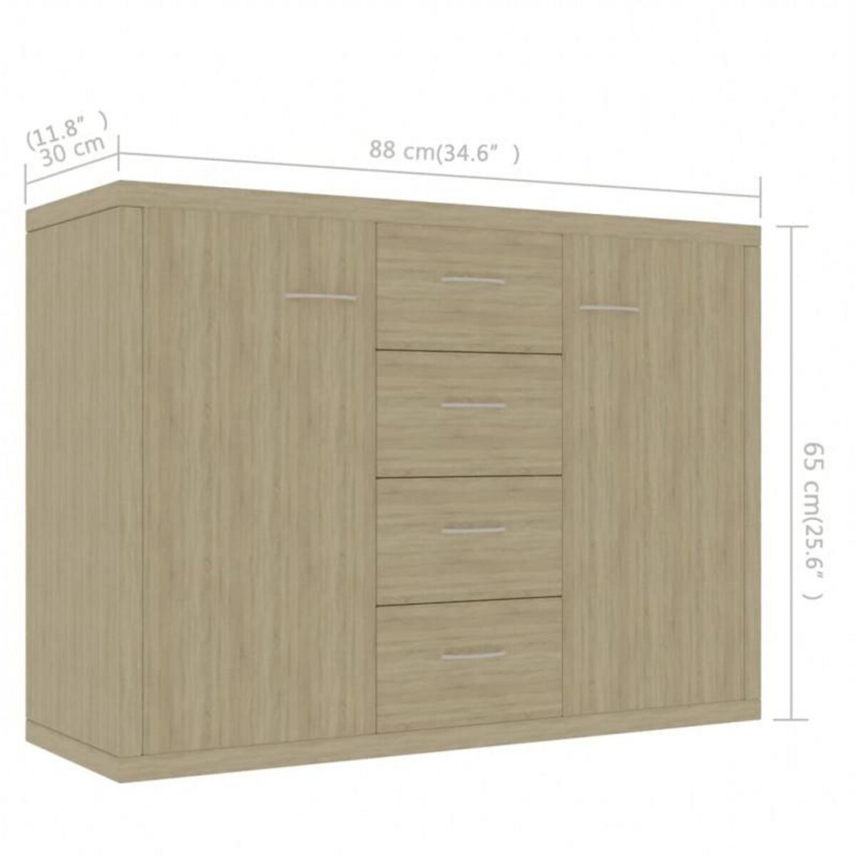 VIDAXL Buffet Chêne sonoma 88x30x65 cm Bois d ingénierie