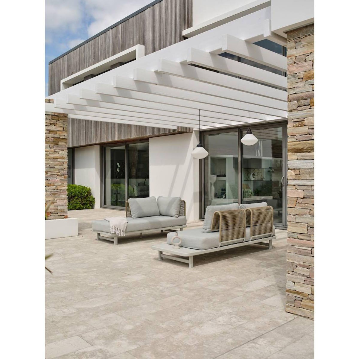 Paris Prix Salon de Jardin d'Angle 6 Places  Irun  225cm Gris