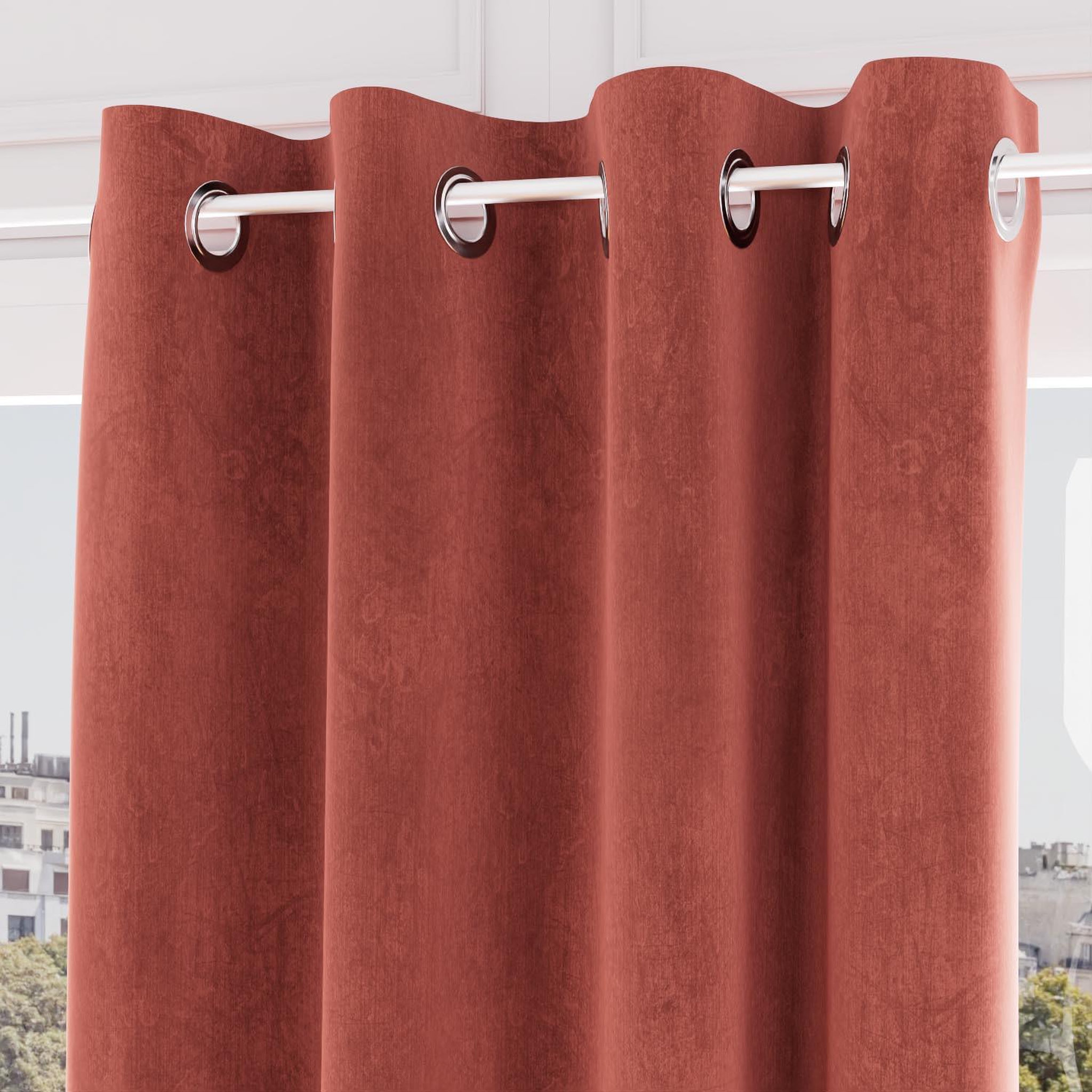Voir la diapositive 1 : SOLEIL D'OCRE Rideau oeillets en velours VELVET, par Soleil d'ocre