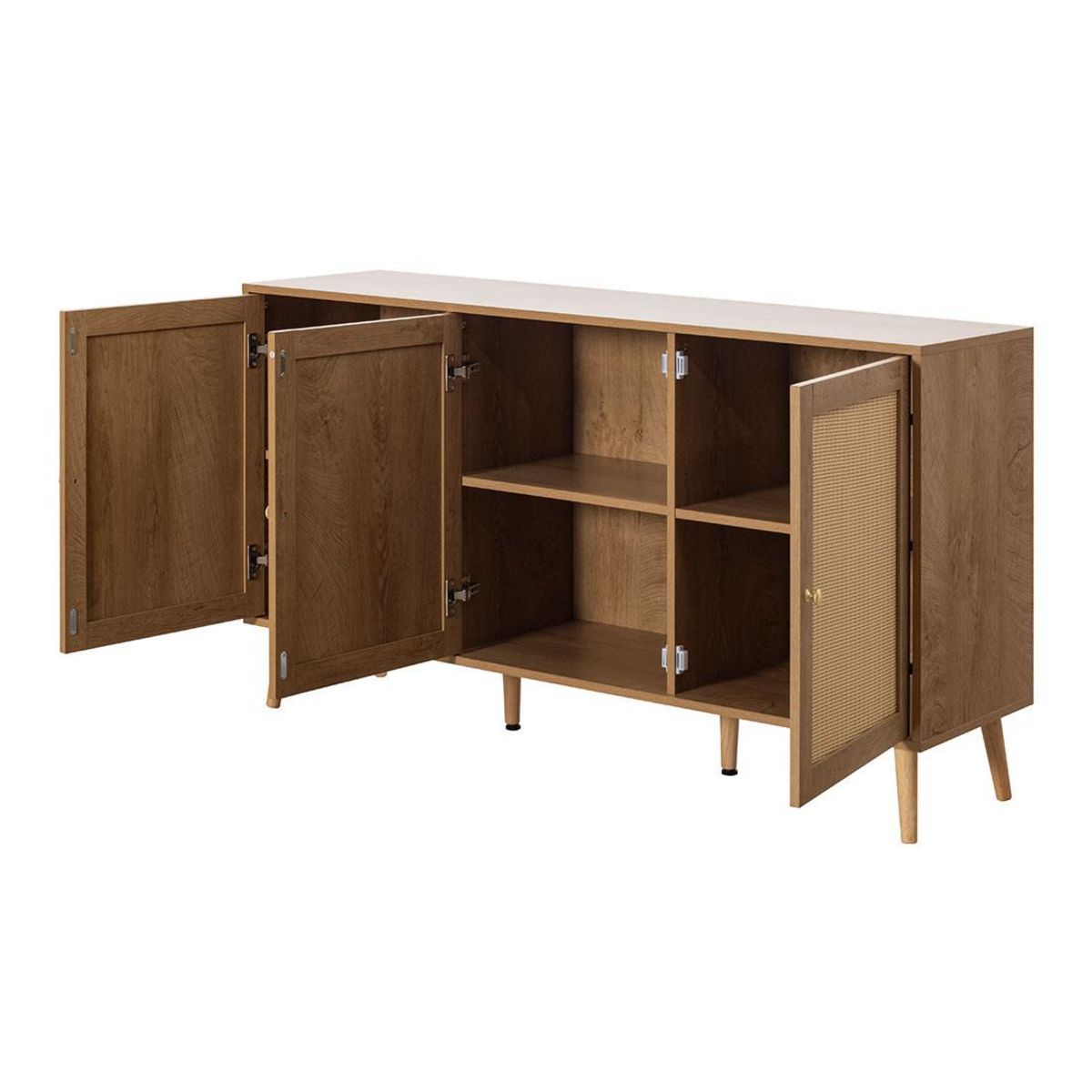 BEST MOBILIER Goto - buffet bas - effet bois et cannage - 140 cm