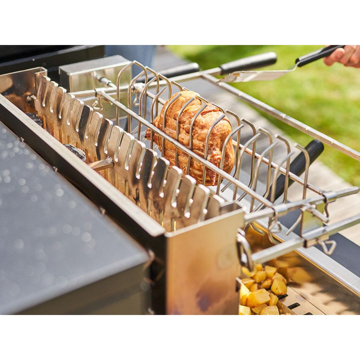 FORGE ADOUR Barbecue charbon encastrable et à poser avec tournebroche électrique 918.66 - Forge Adour