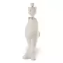 Paris Prix Statuette Déco  Chat avec Chapeau  33cm Blanc & Argent