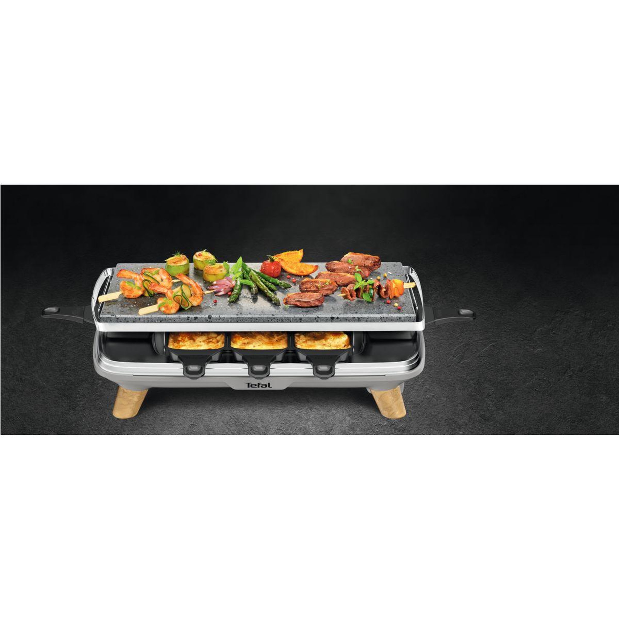 Voir la diapositive 2 : TEFAL Raclette Gourmet Pierre à cuire PR620D12