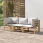 Voir la diapositive 1 : VIDAXL Salon de jardin 3 pcs avec coussins gris clair bambou
