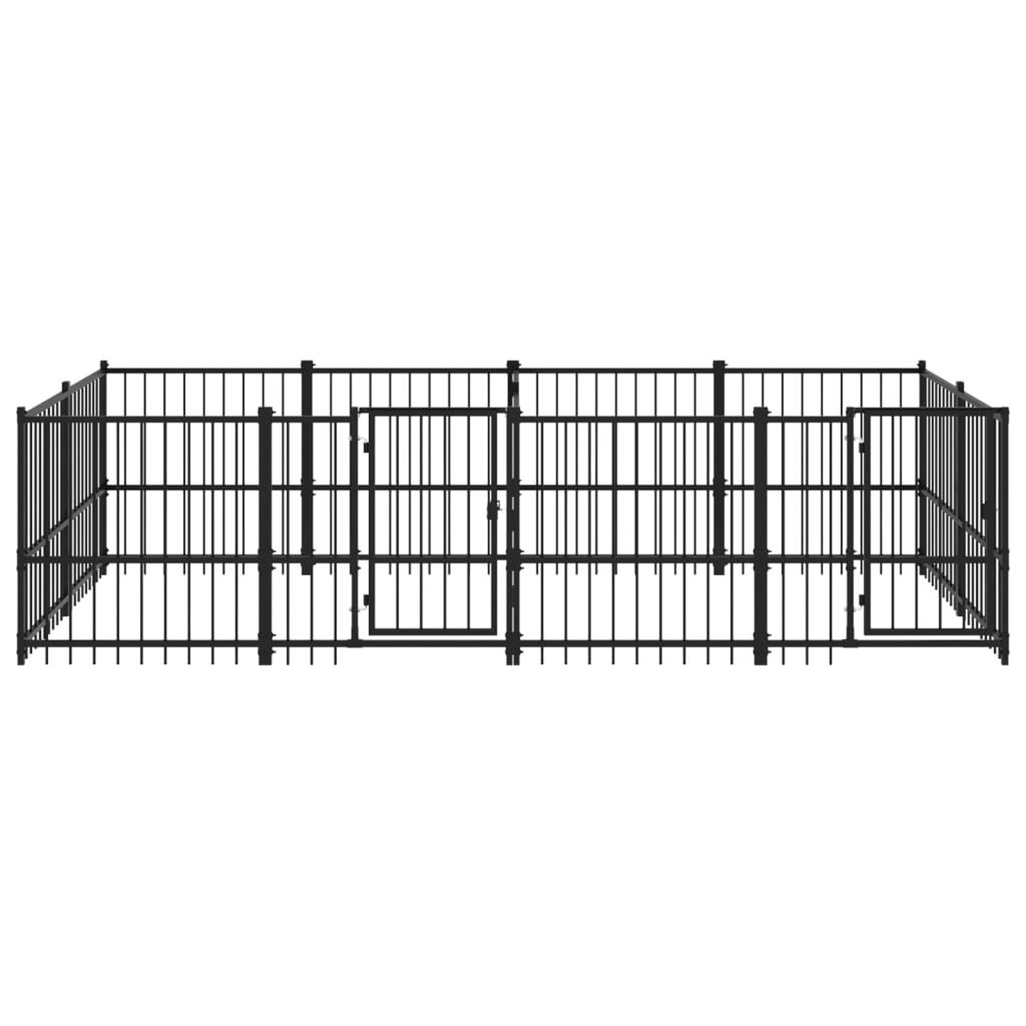 Voir la diapositive 3 : VIDAXL Chenil d'exterieur pour chiens Acier 7,51 m²