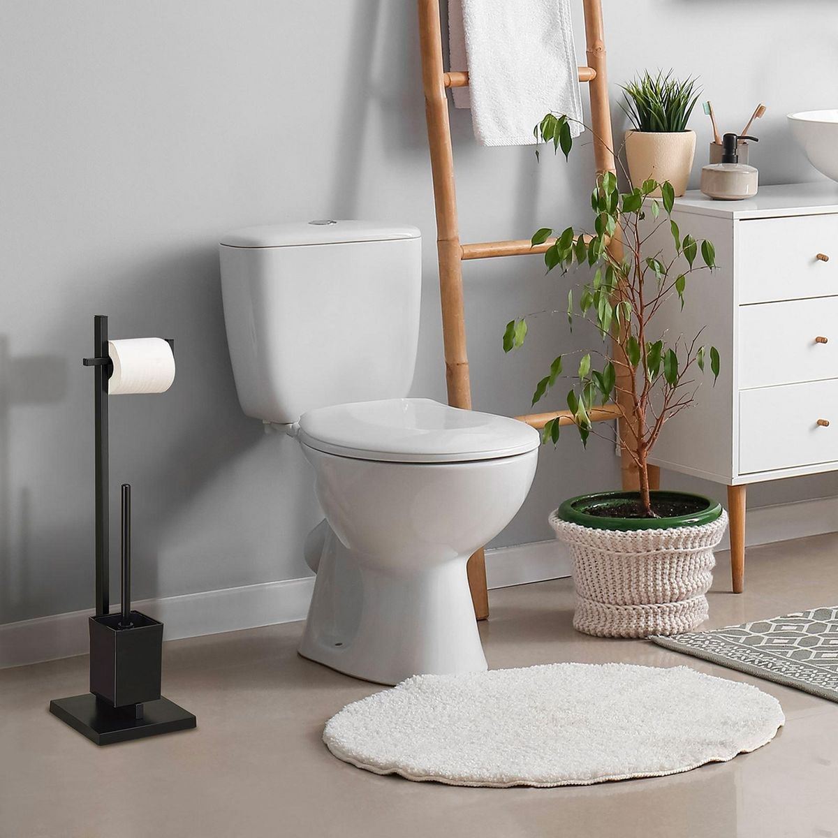 IDIMEX Porte-papier toilette YUMA avec brosse et support, en métal
