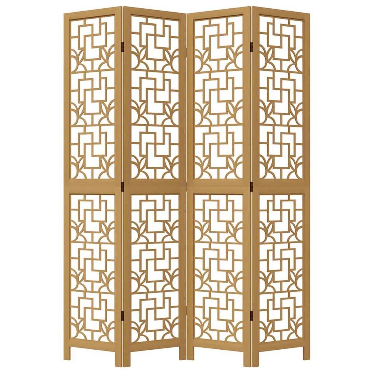 VIDAXL Cloison de separation 4 panneaux marron bois paulownia massif