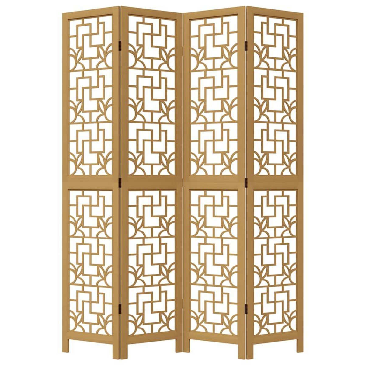 VIDAXL Cloison de separation 4 panneaux marron bois paulownia massif