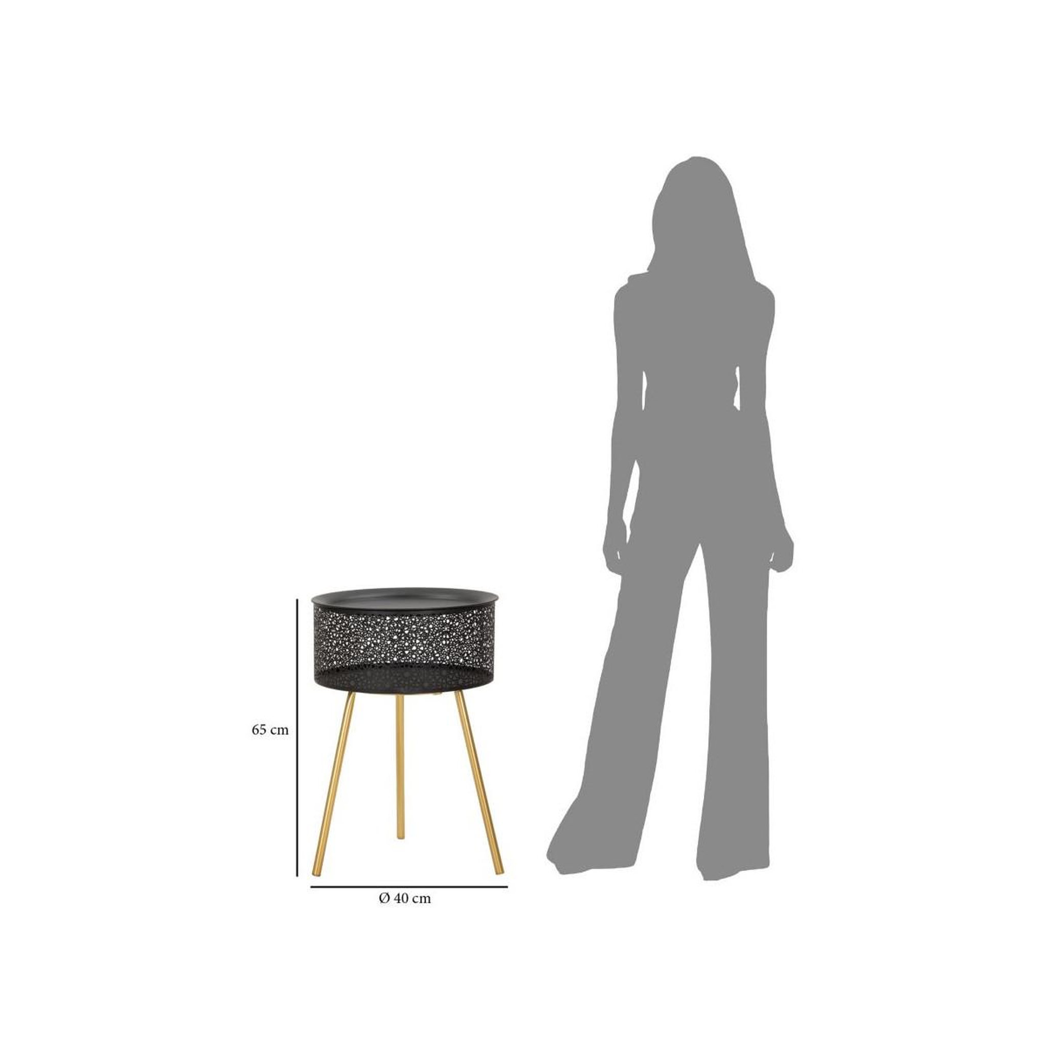 Voir la diapositive 5 : Paris Prix Table d'appoint avec rangement  blacky  65cm noir & or