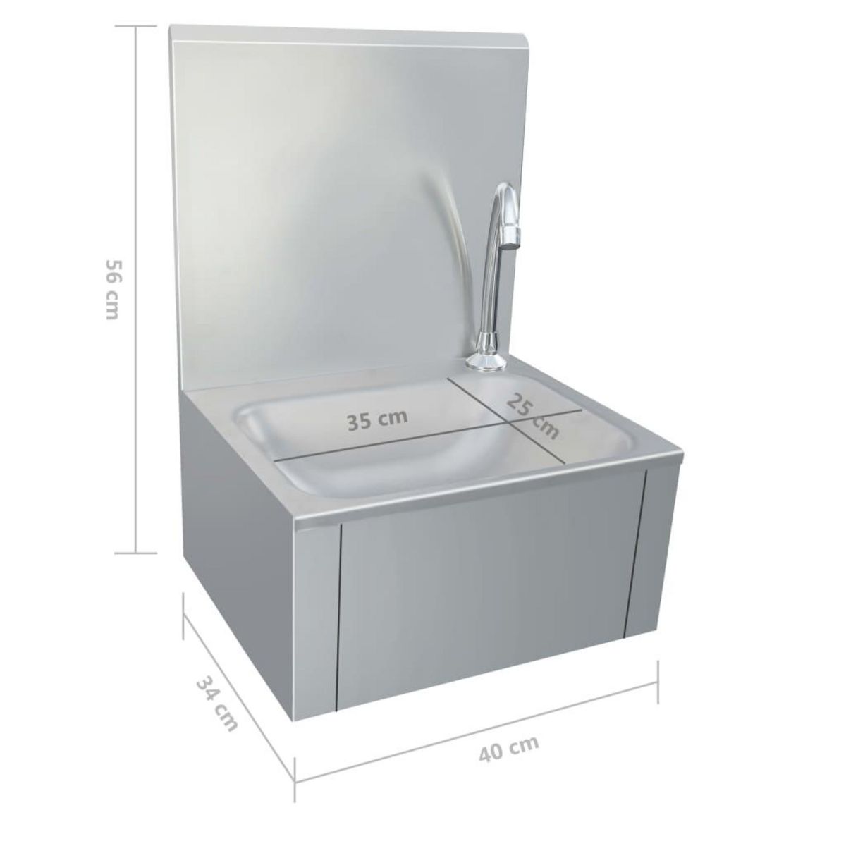 VIDAXL Lavabo de lavage avec robinet et distributeur de savon Inox