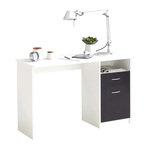 FMD Bureau JACKSON - Décor blanc P/noir - L123 x H76,5 x P50 cm - Fabriqué en Allemagne